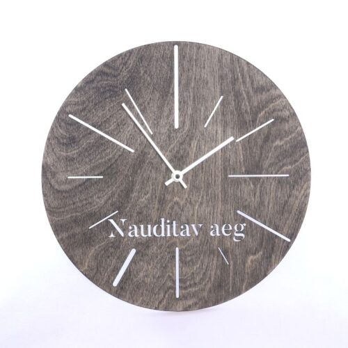 Wooden clock with text
