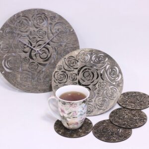 Coasters, hot tray with roses