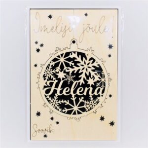 Named wooden Christmas card