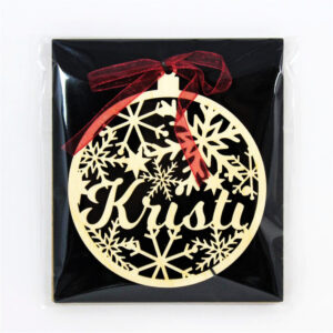 A wooden Christmas tree decoration