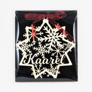 A wooden Christmas tree decoration