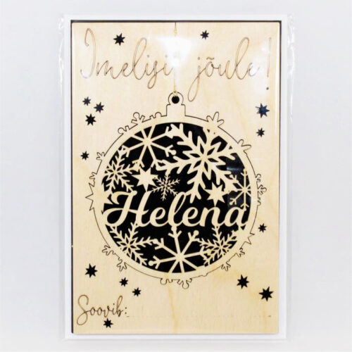 Named wooden Christmas card